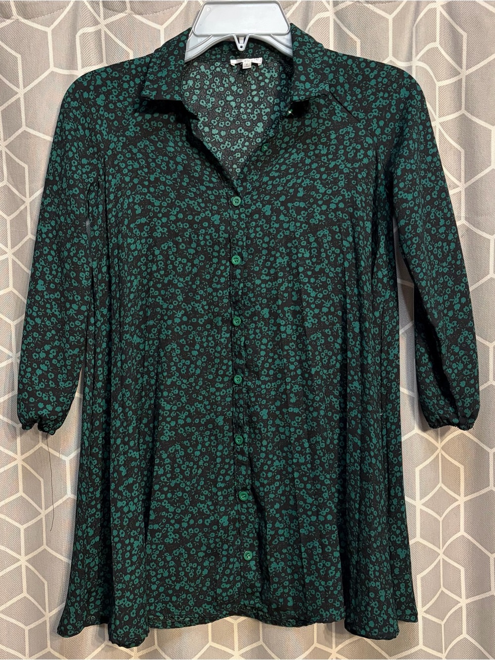 Tahari Black Dress with Teal Floral Print